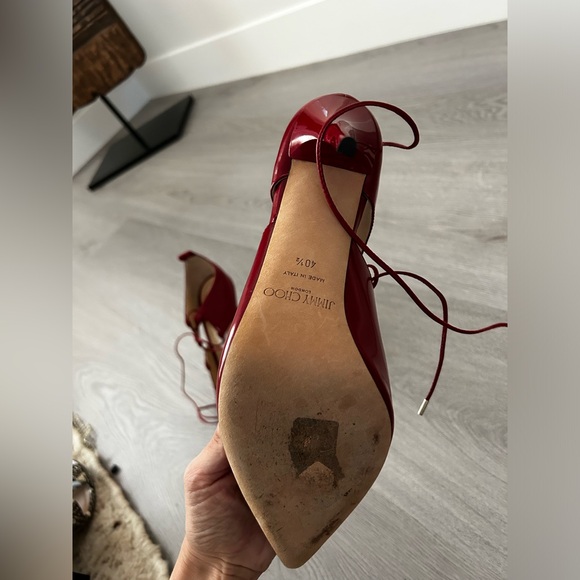 Jimmy Choo Hoops Lace-Up Leather Pump, Red - Picture 3 of 8